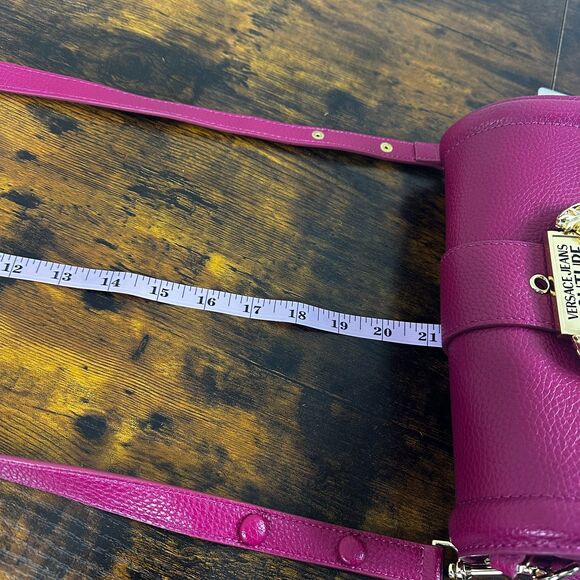 Versace Jeans Couture Pink Pebbled Gold Accent Crossbody Bag Purse Shoulder Hand - Picture 16 of 16